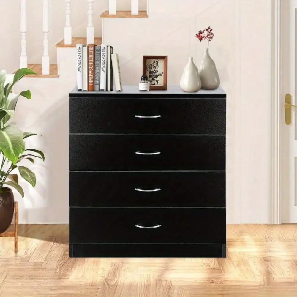 New 4 Drawer Chest Dresser Clothes Storage Bedroom Furniture Cabinet Black