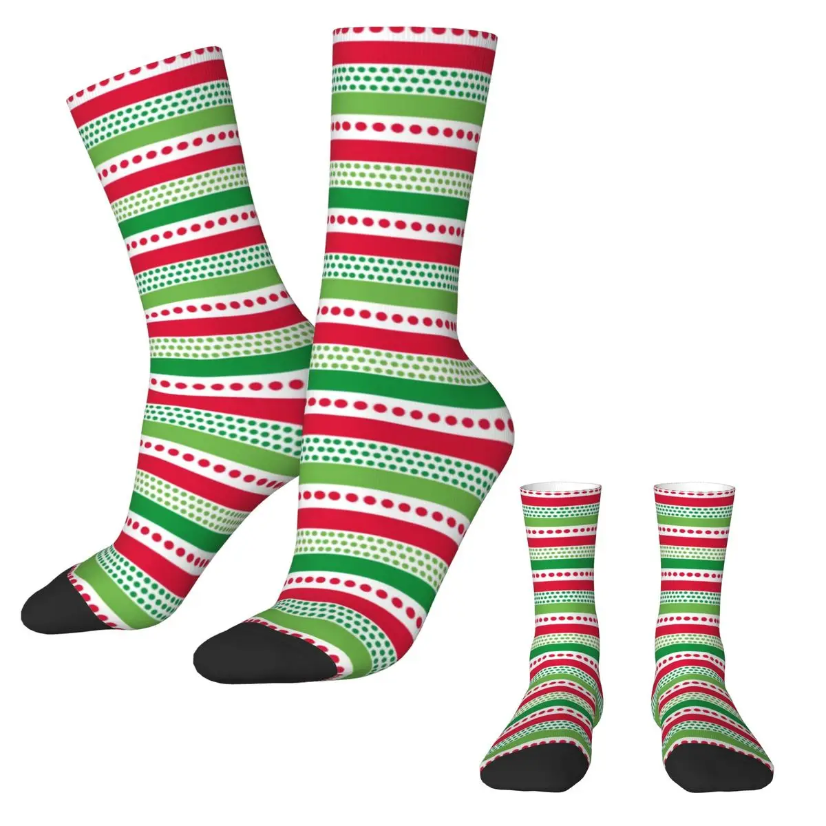 Polka Dots And Stripes Socks Christmas Print Funny Stockings Autumn Non Slip Female Socks Quality Design Running Sports Socks