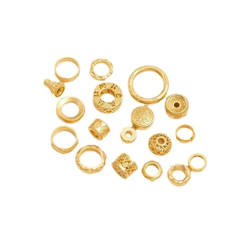 Sand Gold Circle Running Ring Concentric Ring Large Hole Bead Spacer for DIY Woven Bracelet Jewelry Making Accessories