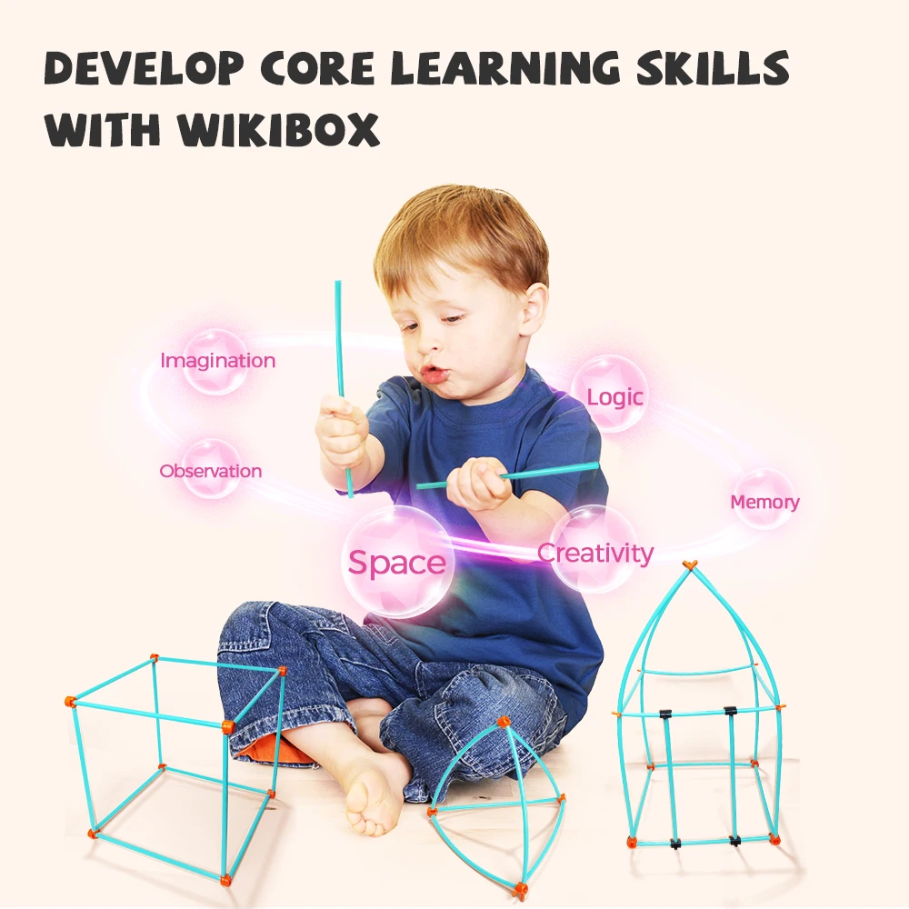 Wikibox Straw building blocks Construction Toys Plastic Indoor and Outdoor Toys Inserted Assembled Intelligence Sticks Toys