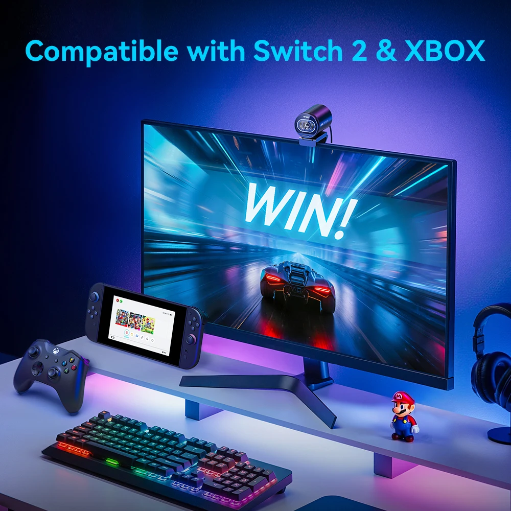 Webcam 4K Streaming Web Camera 1080P 60FPS USB Camera EMEET S600 Autofocus Living Stream Camera con microfoni per Tiktok/YouTube