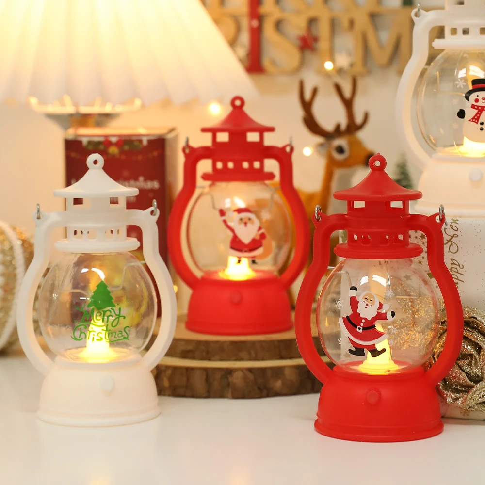 12cm Santa Claus Christmas lamp LED Lantern Light Merry Christmas Decoration for Home Room Decor 2025 Xmas Navidad Noel Gifts