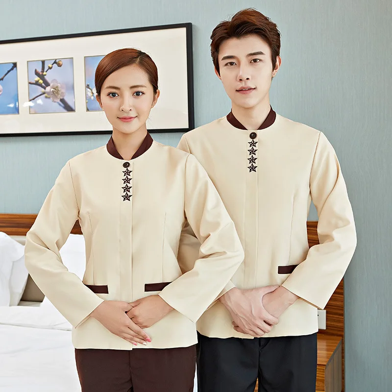 Long Sleeve Cleaning Uniform for Shopping Mall Hotel Guest Room Cleaning Staff Autumn Winter Men's Auntie PropertyPAUniform