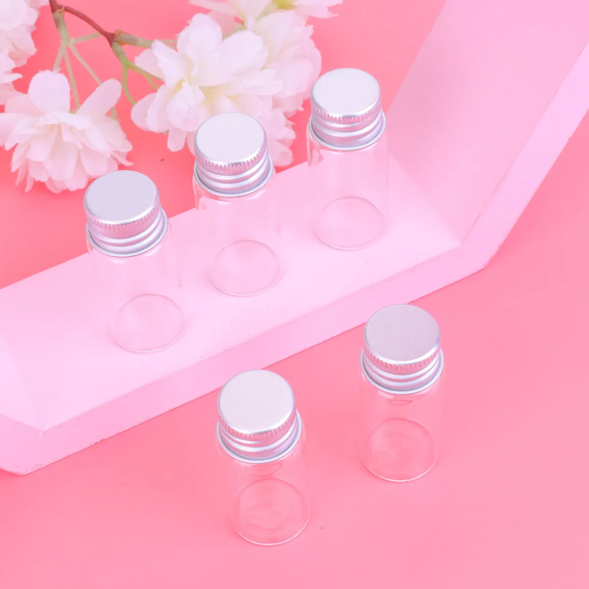 20Pcs Glass Bottles High Quality Transparent Mini Storage Containers Sealed Lid DIY Wish Bottle Pendant Perfume Decoration