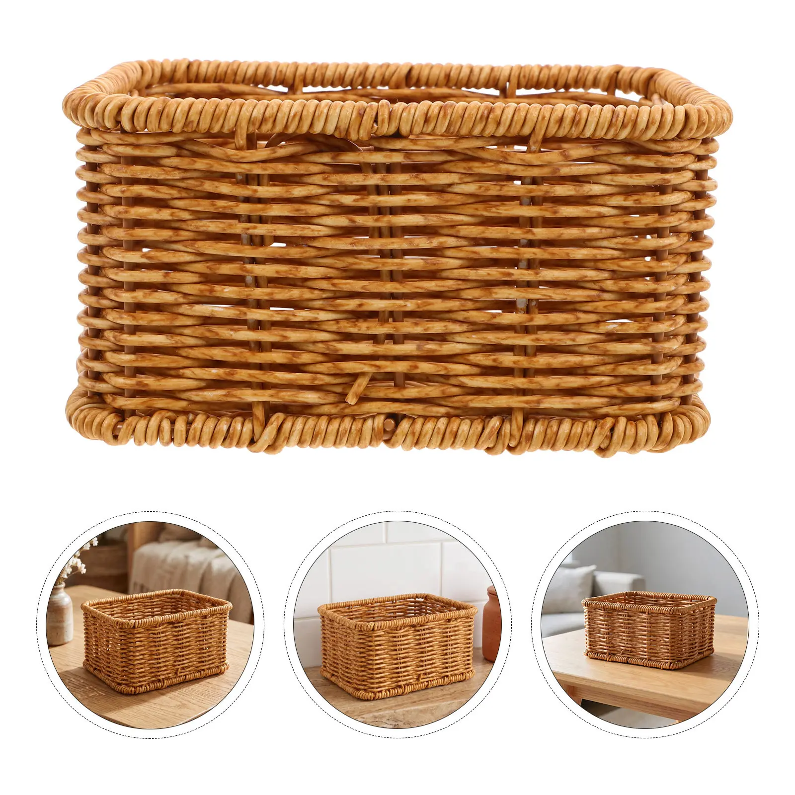Magazines - Opbergmand in plastic, met een rotan-look,