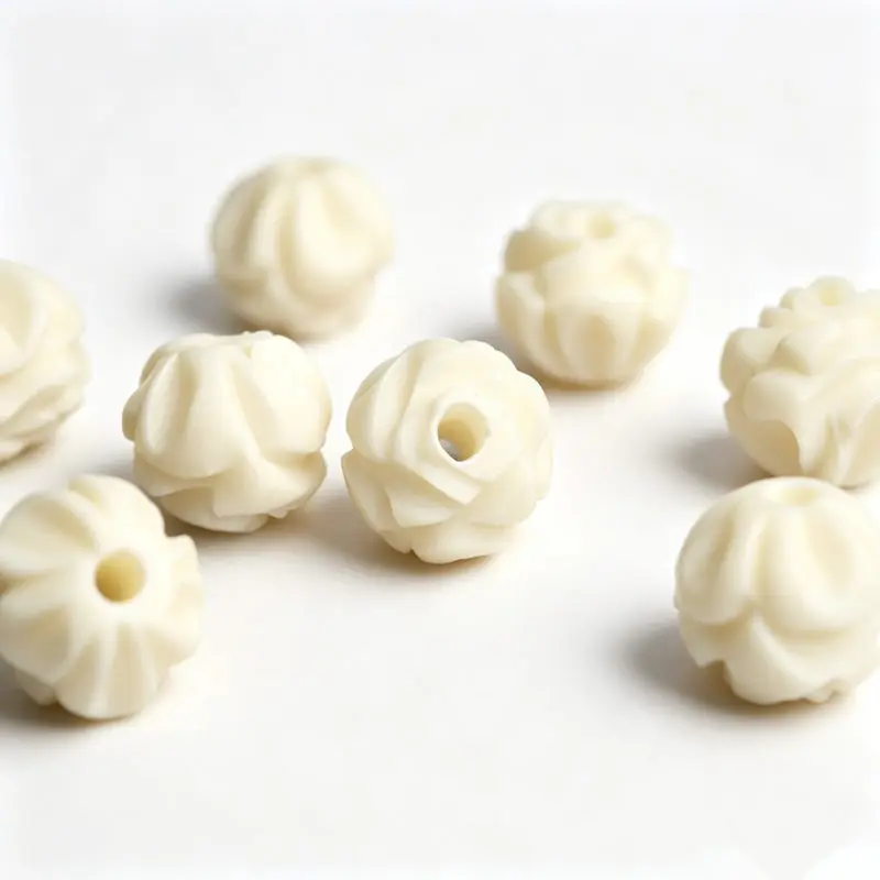 10Beads White Yak Bone Hand Carved Padma Lotus Prayer Mala Loose Beads 8/10/12/14mm TSB0321