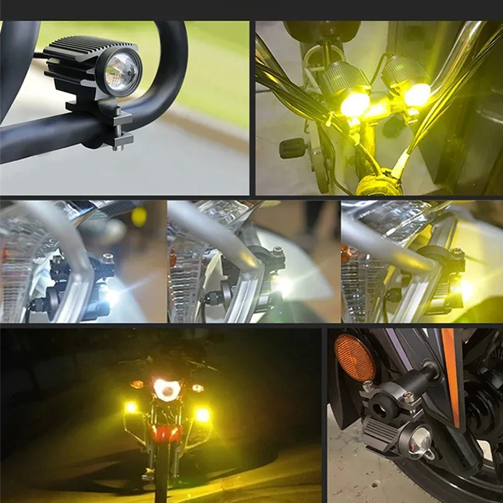 Additional Spotlights Led Headlights for Motorcycle LED Light Lamp 12-80V Dual-Color White/Amber Universal Auxiliary Fog Light