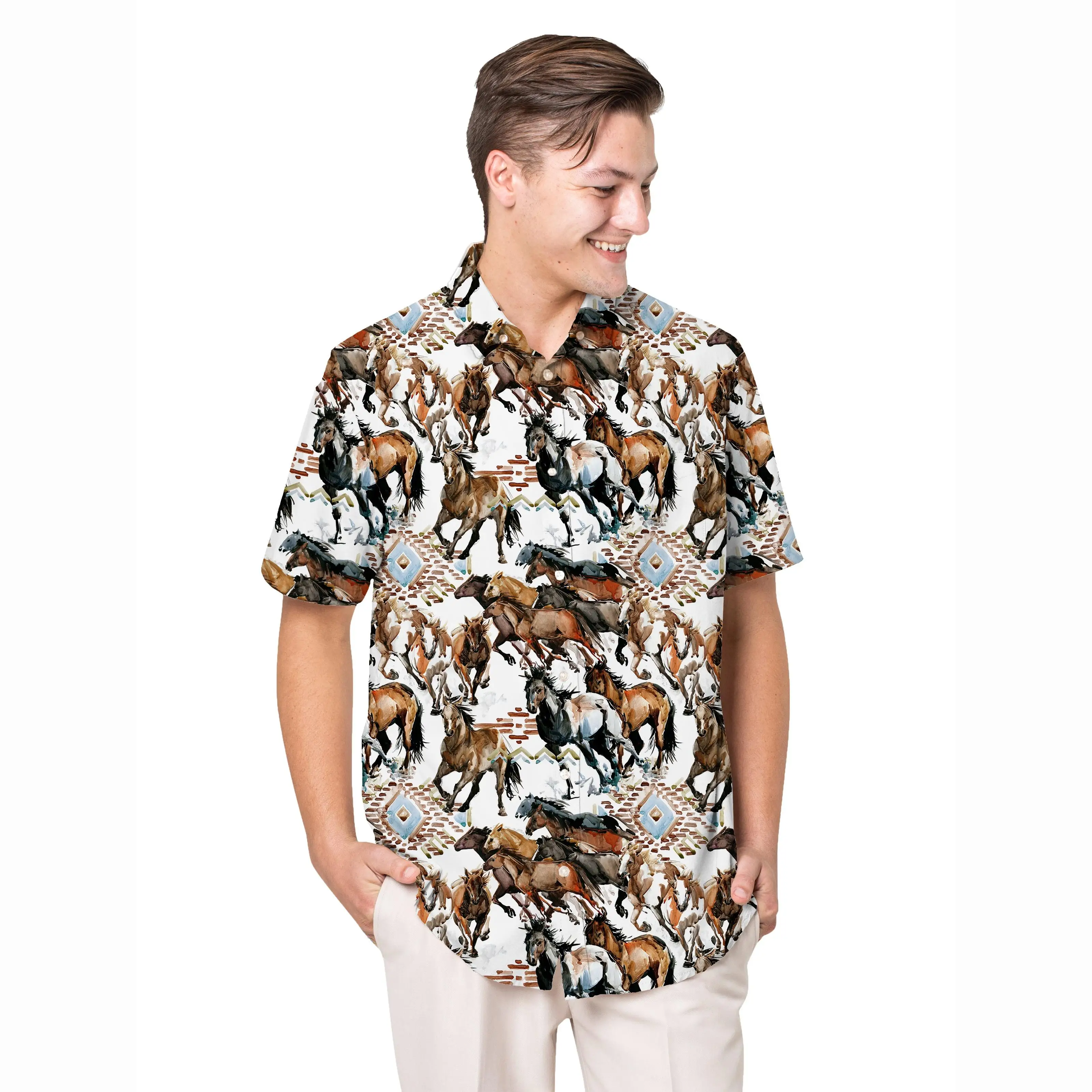 

Jumeast Equestrian Sport Pattern Short Sleeve Hawaiian Shirt Horse Graphics Polyester Aloha Shirts Tropical Baggy Casual Clothes