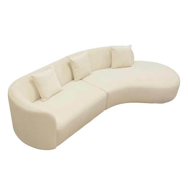 

Italian cream sofa living room small apartment curved corner sofa combination hotel beauty salon simple leisure sofa
