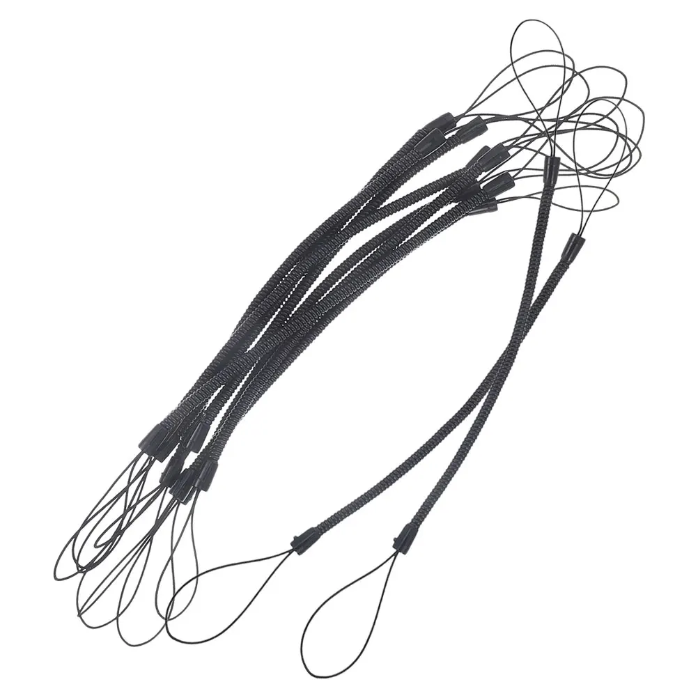 

10pcs Straps Spring Elastic Rope Retractable Coiled Lanyard Black Lost Pen Stylus Leash Wrist Strap