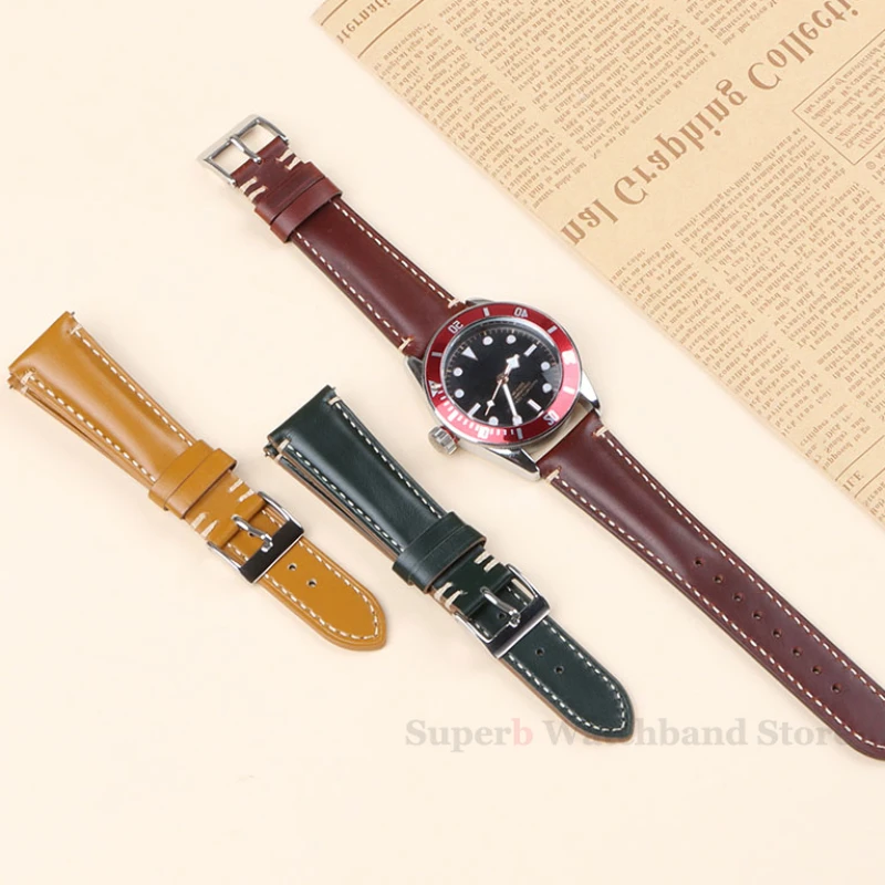 Soft Vintage Leather Watch Band Quick Release Genuine Watch Strap 20mm 22mm 24mm for Women Men Strap Watch Accessories