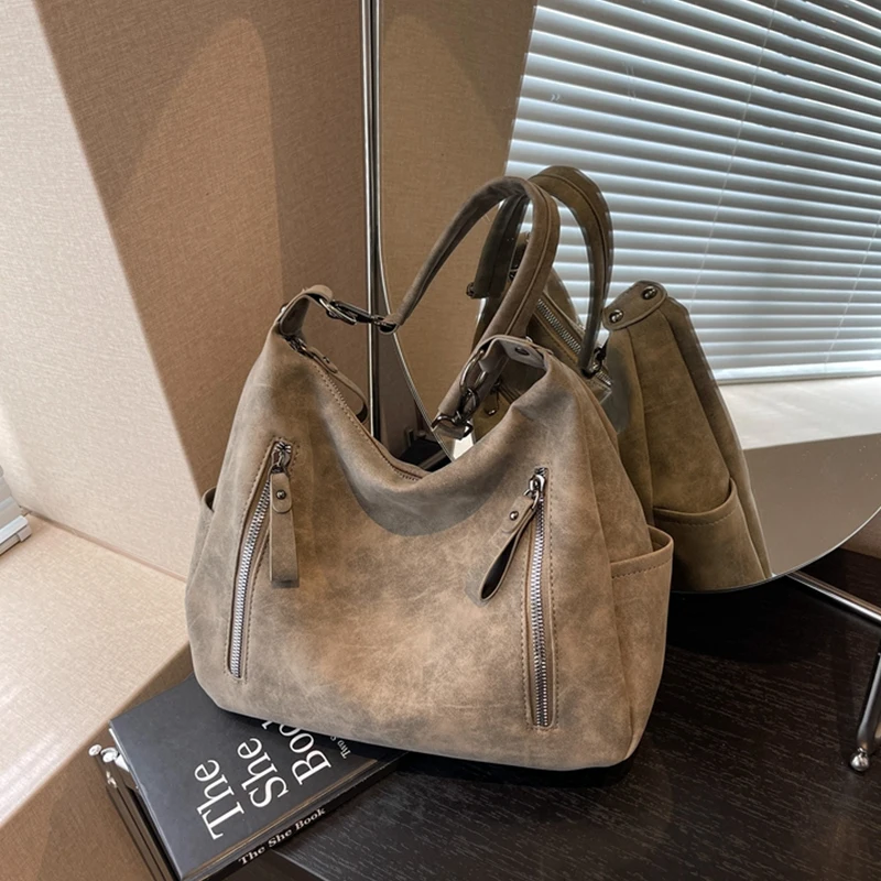 Frauen Umhängetasche Luxus Designer Schräge Quer Einzelnen Schulter Tasche Große Kapazität Handtaschen Retro Matte PU Leder Hobos – Detail 19