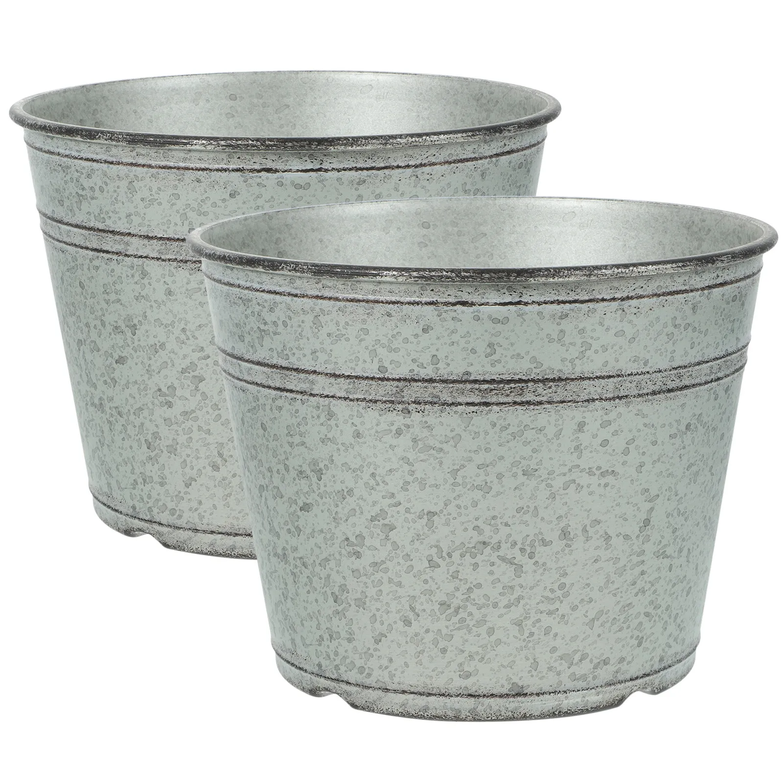 

2 шт. Ретро-пластиковые цветочные горшки с дренажными отверстиями для комнатных и уличных растений, большие декоративные кашпо для сада