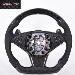 LED Real Carbon Fiber Steering Wheel with Leather For BMW E60 E61 M5 E63 E64 M6 5 Series 6 Series