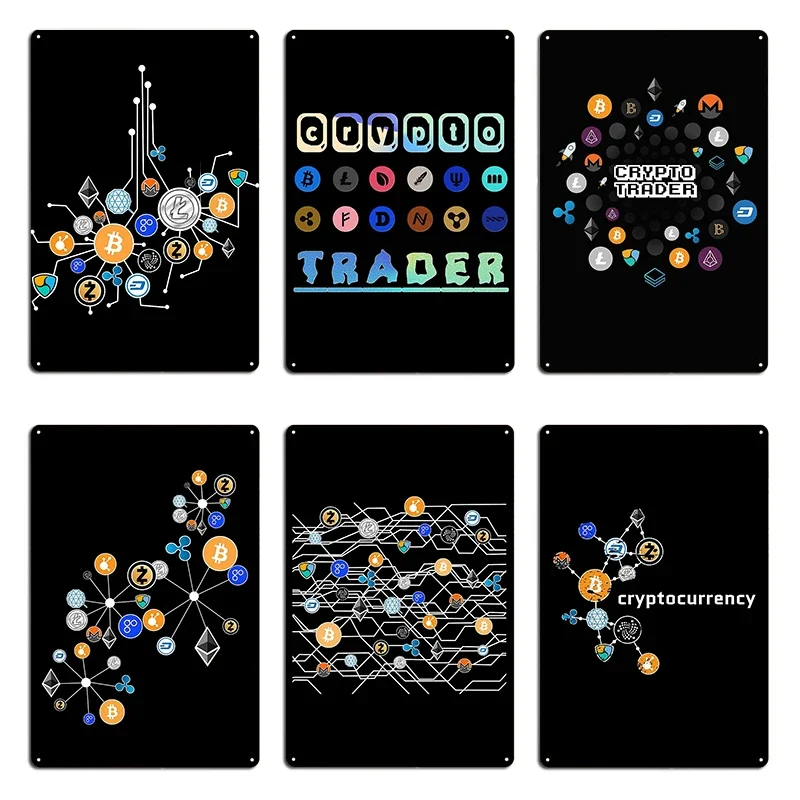 Cryptocurrency Network For Fans Crypto Trader Shirt Digital currency art Metal Plates Personalized Create Tin Sign Poster