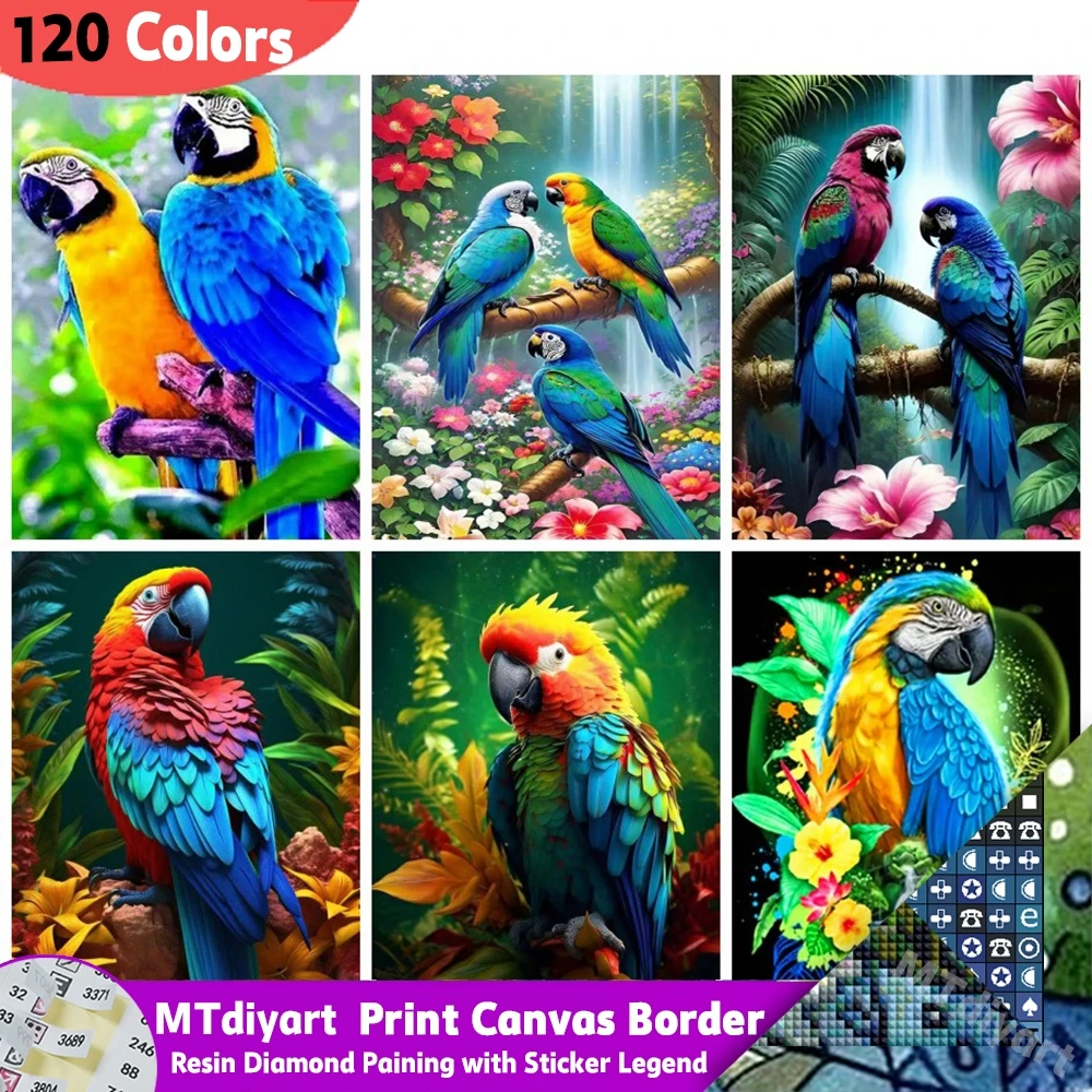 120 Colors Diamond Painting Print Canvas Border Sticker Legend Animal Kit 5d Diy Mosaic Parrot Flower Rhinestone Pictures Decor