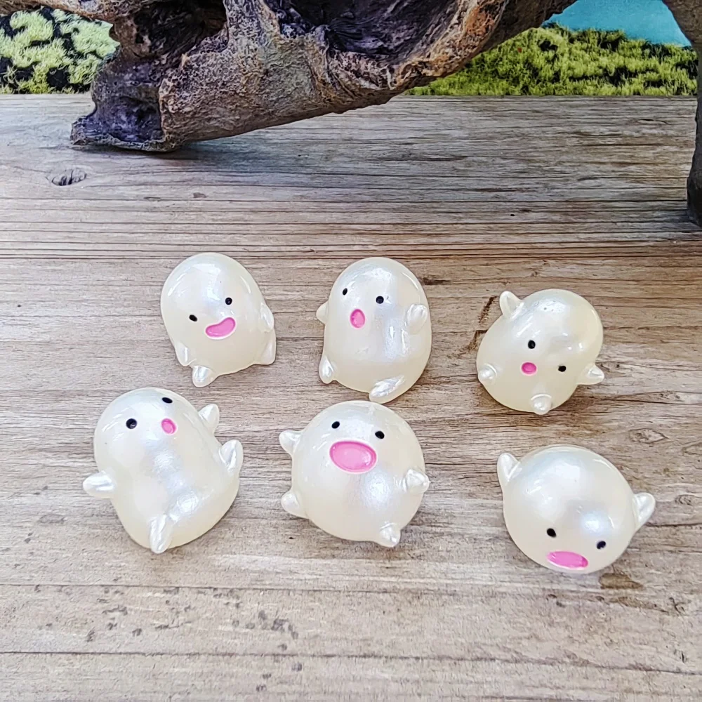 6pc Funny Cute Round White Elf Resin Craft Miniature Figure Tiny for Bonsai Microlandscape Fairy Garden Decor