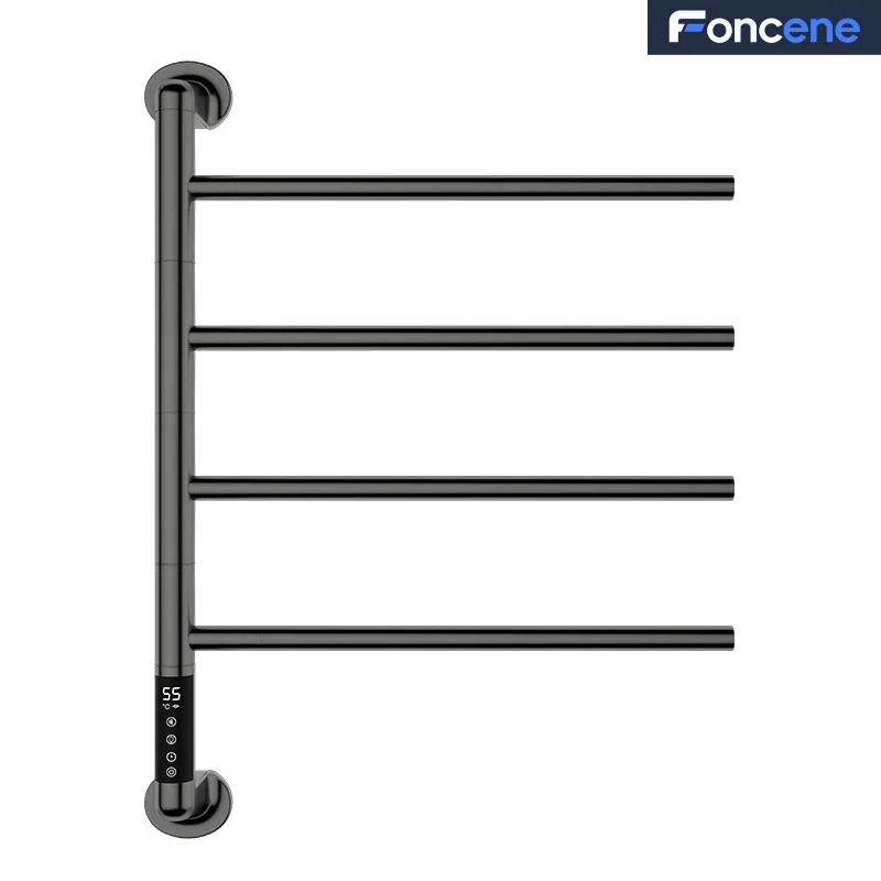 Energy Saving Intelligent Heated Stainless Steel Electric Towel Rack Concealed Design Foldable for Small Bathrooms Office