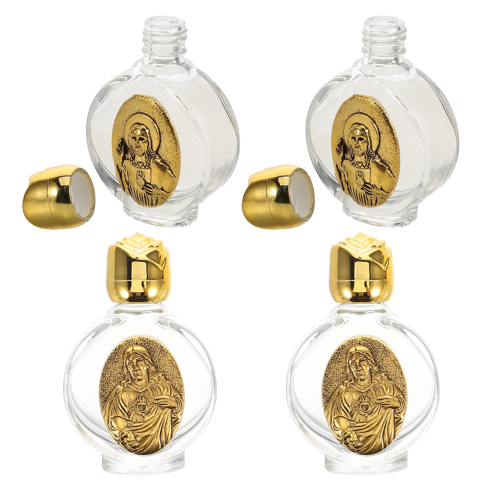 

4 Pcs Holy Water Bottle Empty Glass Container Decorative Bottles Portable Clear Jar