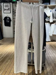 Simple Basic Solid Drawstring Joggers Sweatpants Women Spring Casual High Waist Wide Leg Pants Vintage Streetwear Loose Trousers