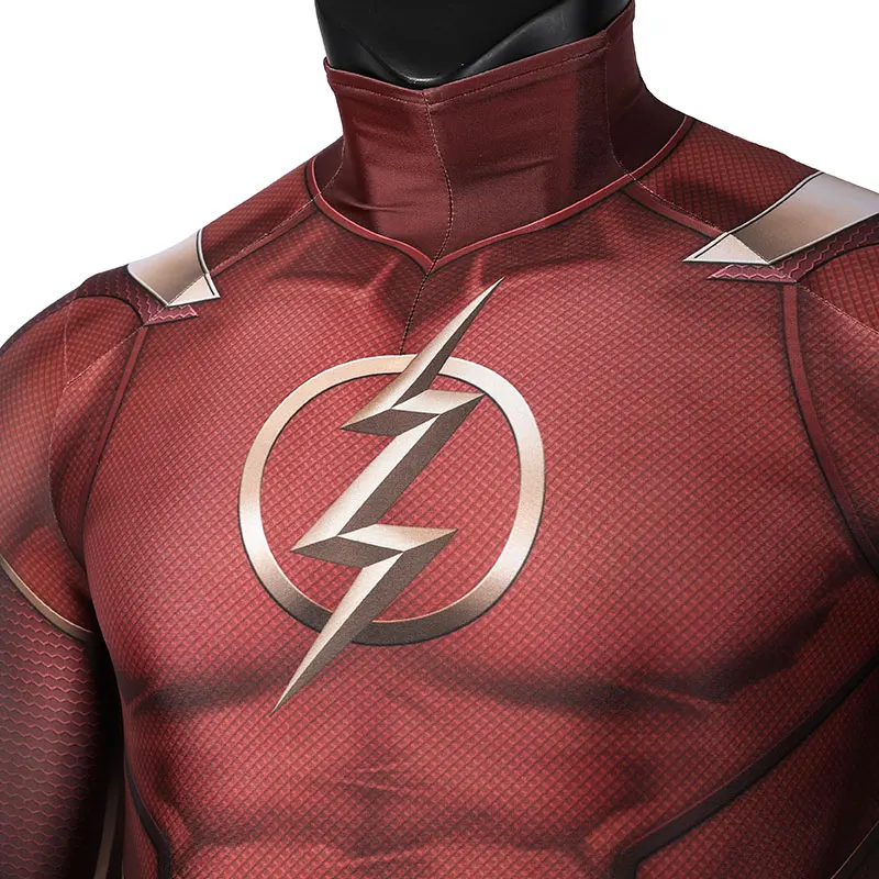 Barry Flash Spandex Cosplay Trajes, Macacões Zentai com Máscara de Látex, Calças Justas, Bodysuits para o Halloween