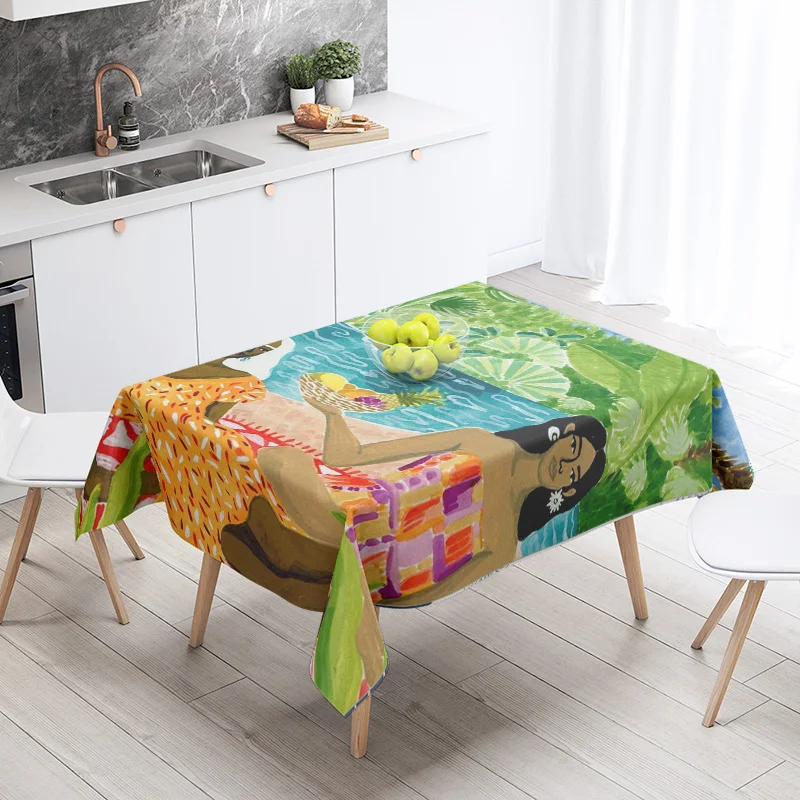 Morandi Grey Abstract Tablecloth Nordic Minimale Geometric Pattern Hall Restaurant Dual-use Student Dormitory Coffee Table Mat