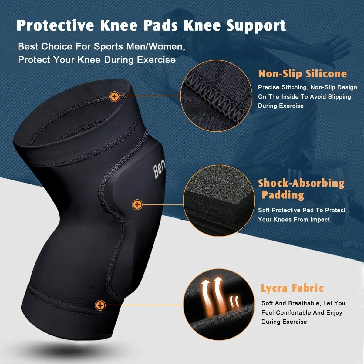 BenKen Knee Pads Elbow Pads Support Compression Sleeves High Quality Lycra Foam for Cycling Motorcycle Skiing Protection Gear