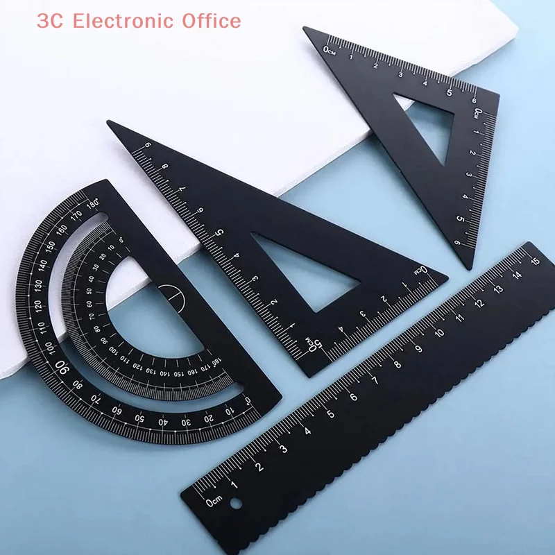 4 Piece Geometry Set Drawing Tools Math Ruler Compass Protractor Eraser For School Students Engineering Mathematical Supplies