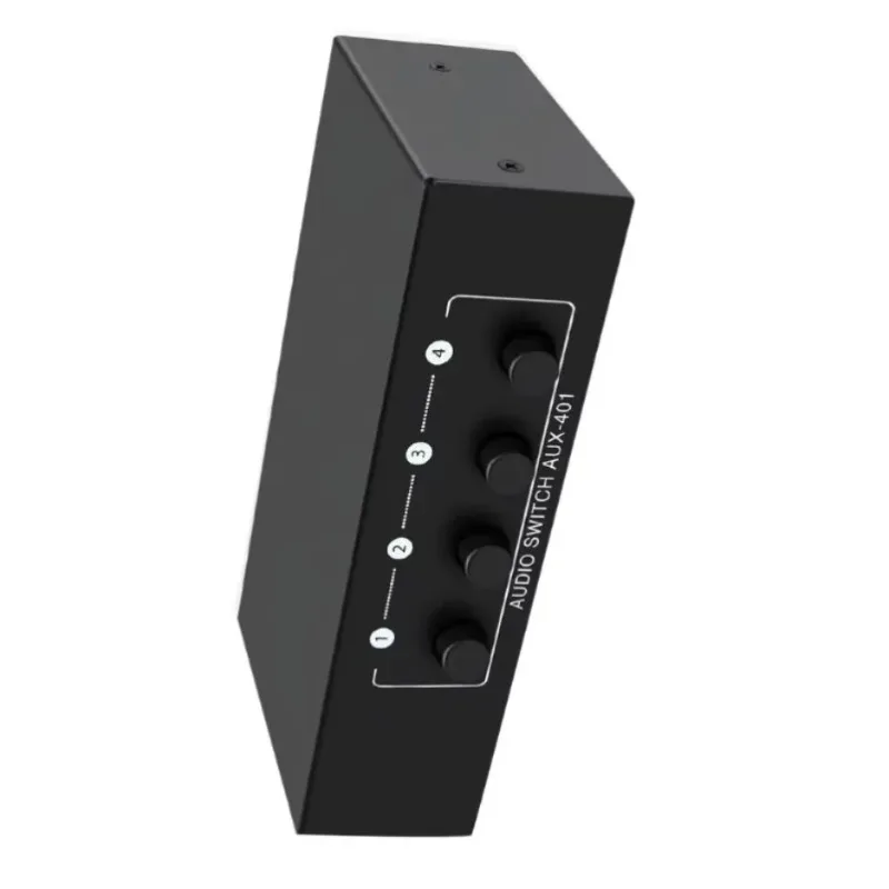 4 Input 1 Output 3.5mm Audio Switcher Manual Stereo Audio Splitter Box For Headphone Speaker PC Laptop Game Console Home Office