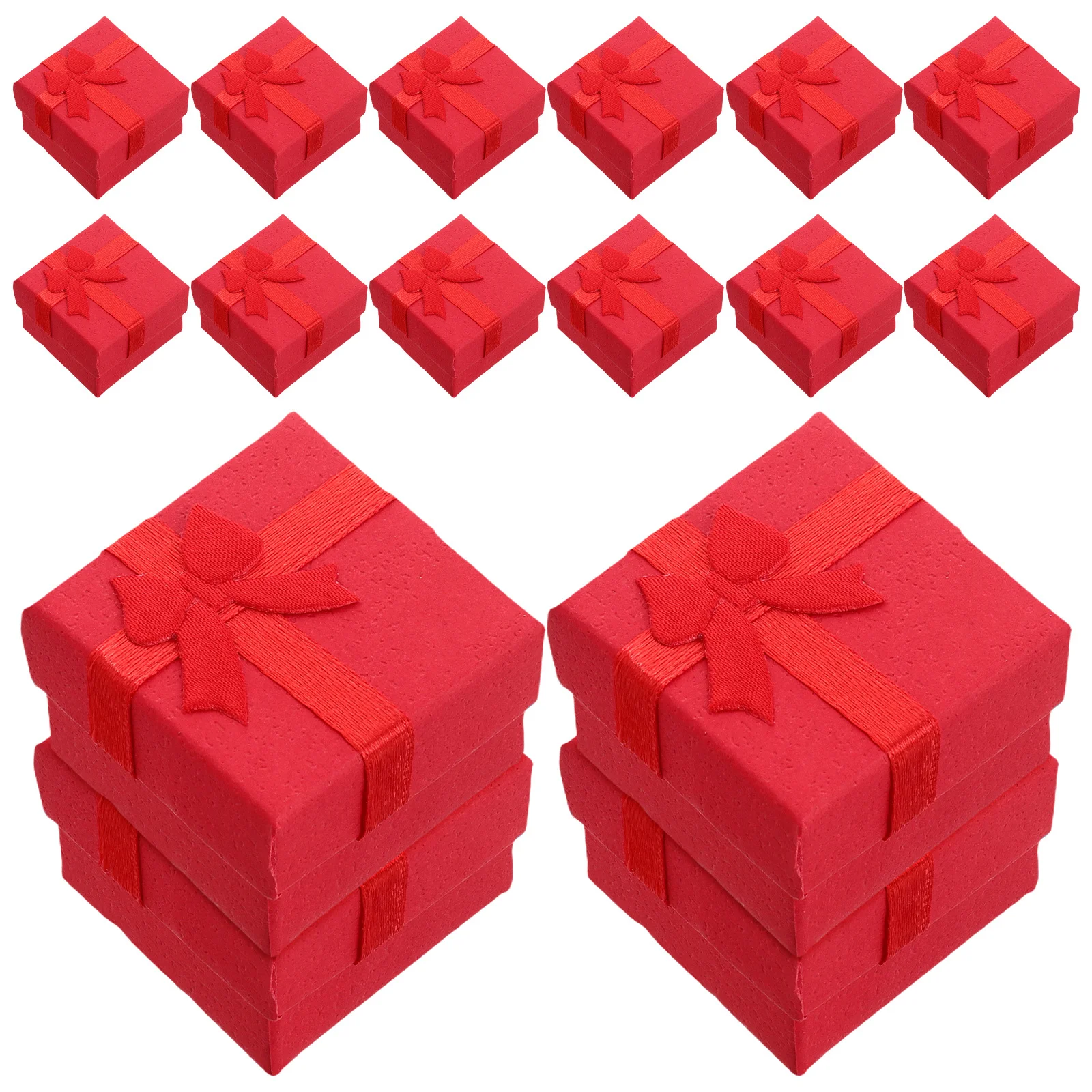

24Pcs Elegant Red Proposal Ring Boxes Bowknot Jewelry Display Case for Necklaces Earrings Small Accessories Holiday Gift