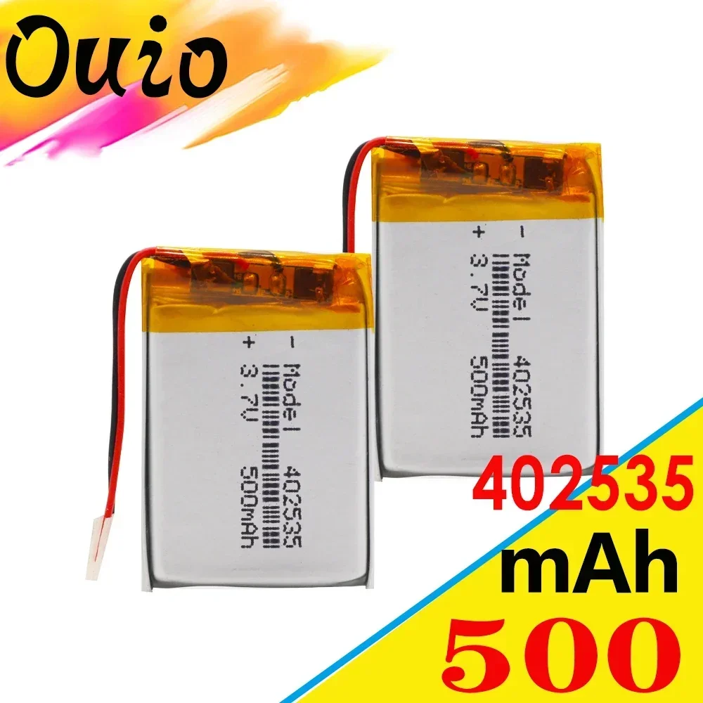 2pcs Rechargeable 3.7V 500mAh Lithium Polymer Batteries 402535 Li-Po Battery With Pcb Module 3.7 Volt 35x25x4mm Li-ion Battery