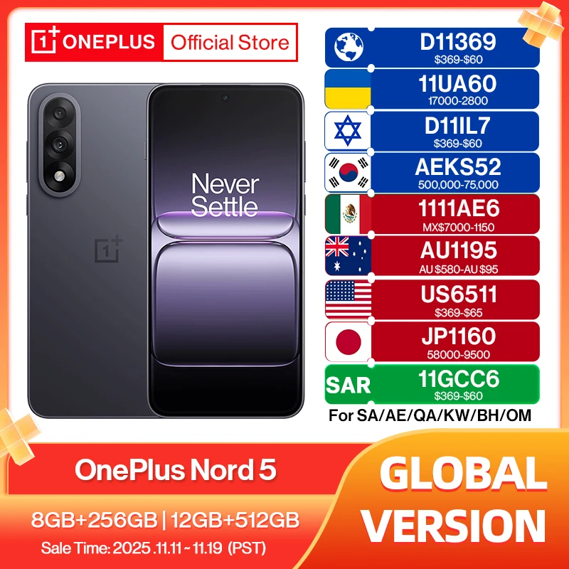 World Premiere OnePlus Nord 5 Global Version Smartphone 50MP LYT-700 Camera 1.5K AMOLED Display Snapdragon 8s Gen 3 OxygenOS 15