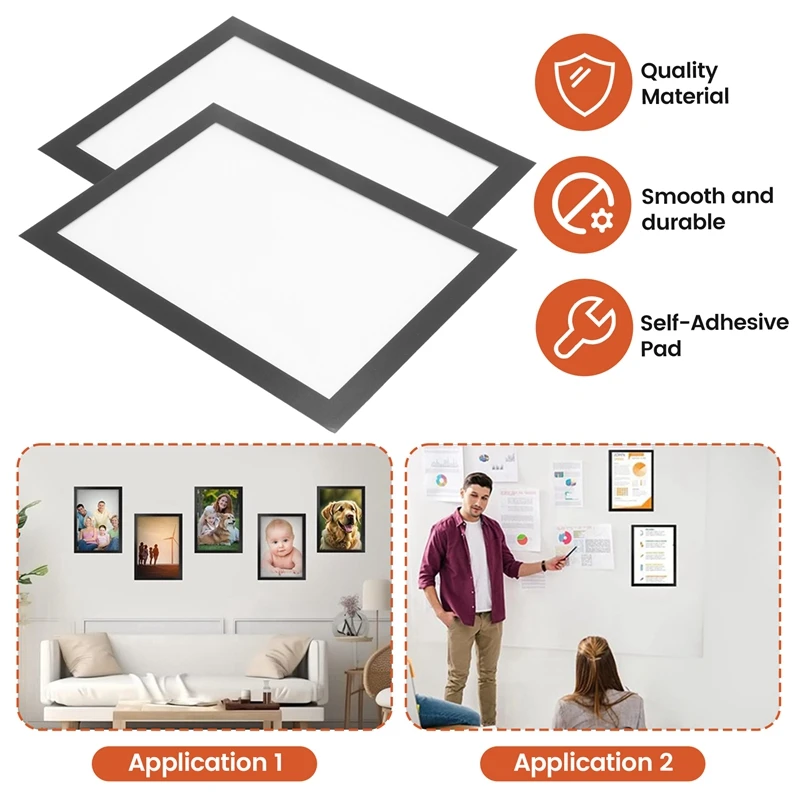 10PCS A5 Magnetic Diamond Art Frames, Self Adhesive Magnetic Picture Frame Frames Display Frame Black view 2