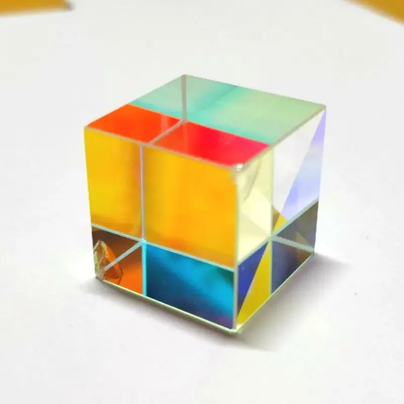 Prism Six-Sided Bright Light Combine Cube Prism 15*15*15mm Stained Glass Beam Splitting Prism Optical Experiment Instrument