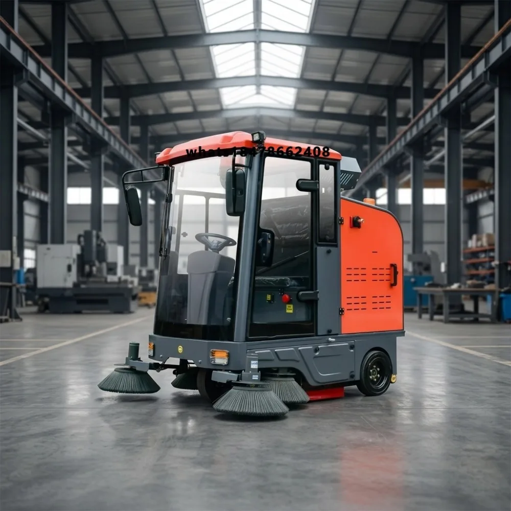 3 Wheel Closed Ride on Electric Road Sweeper Full Enclosed Battery Floor Sweeping Machine for School Property Road