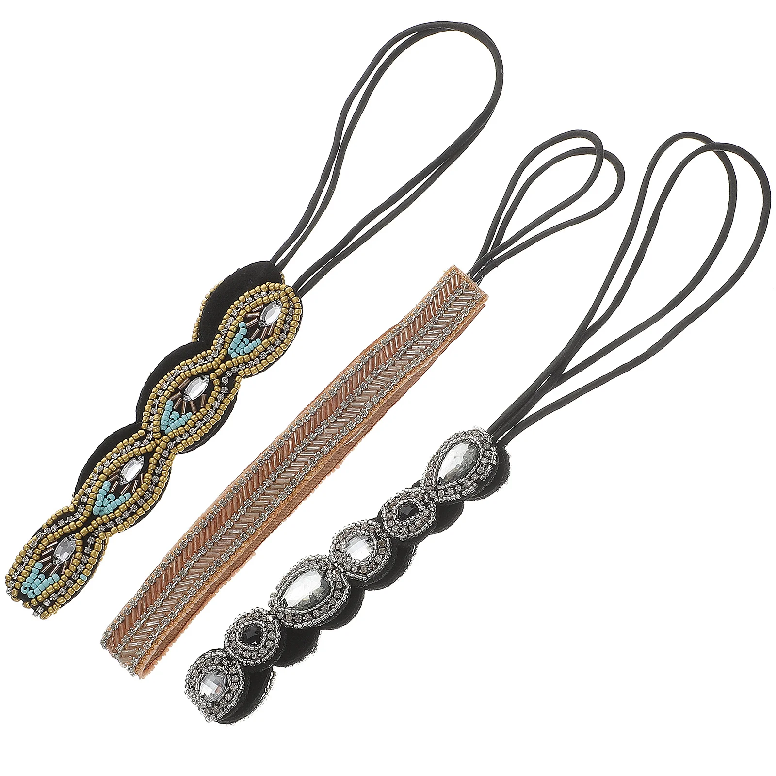 3 stuks strass hoofdband haarband rekbaar voor dames feest bruiloft dagelijks gebruik blauw goud roze