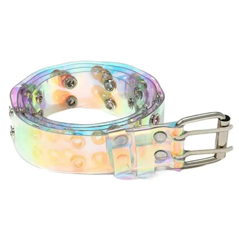 Wear Resistant Adult Waist Belts with Double Pin Buckle Female Clear Belts