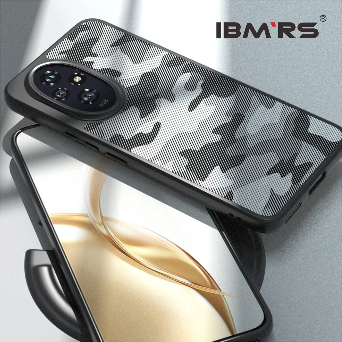 

IBMRS Genuine Official Stand for Honor 200 Case (Military Drop Protection)Shockproof Matte Translucent Phone Case, Camo Black