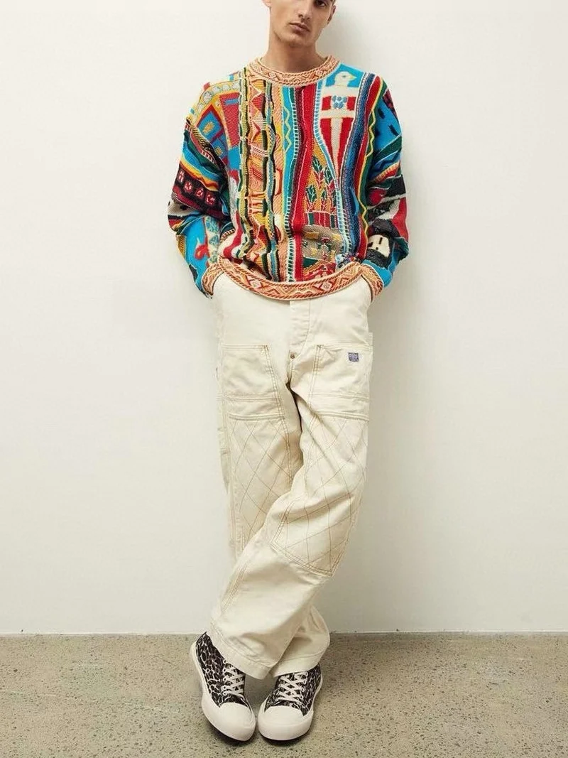 

Kapital 24ss Double Color Loose Fit Casual Workwear Pants Gold Tead Decorative Stitching Youthful Energy All-Season Straigh...