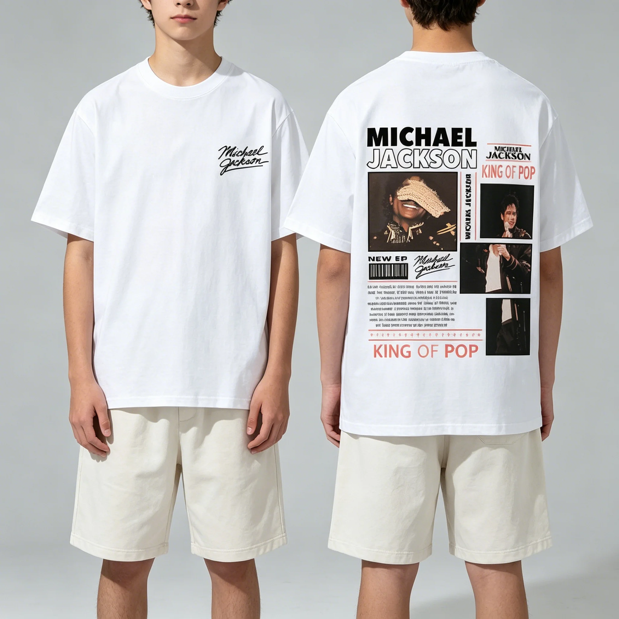 Herren T-Shirt Damen T-Shirt Jungen Mädchen Top Erwachsene Kinder Eltern-Kind Baumwolle Kinder T-Shirts Michael Jackson King Of Pop Vintage Casual