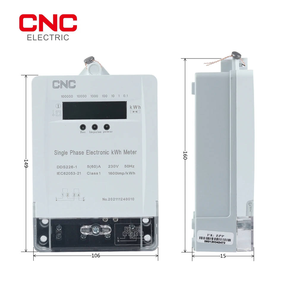 CNC DDS226-1 230V 50Hz Max 60A Class 1 Single-phase Electronic Energy Meter AC Active Energy High Quality