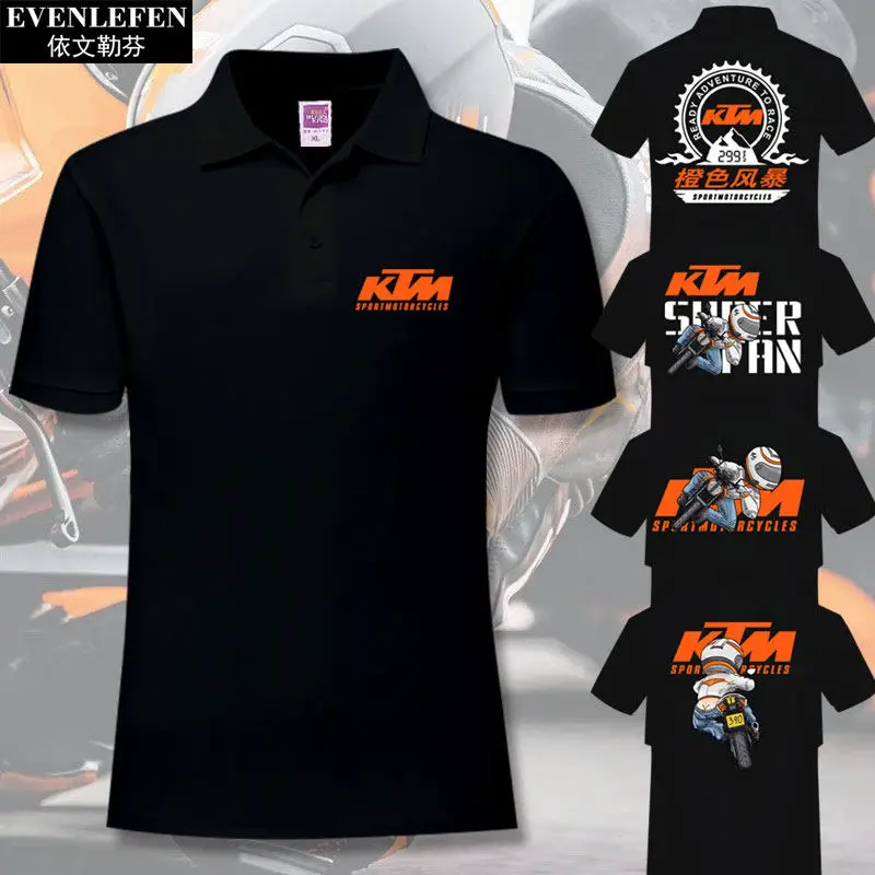 Camisetas Polo de Manga Corta para Hombre y Mujer con Cuello, del Equipo de Motocross KTM, para Motociclismo Todoterreno