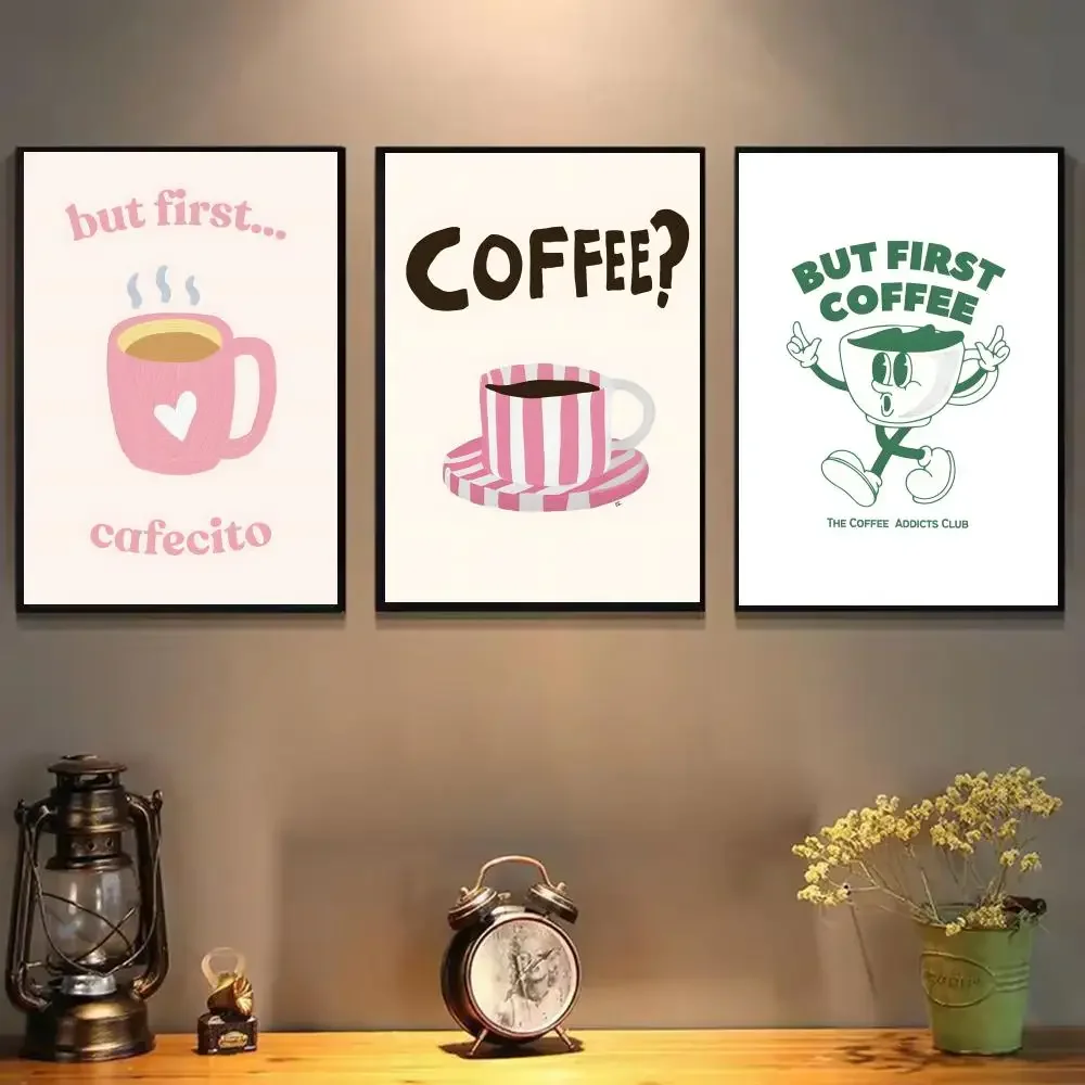 1PC But First Cafecito Poster Canvas Wall Art Print Poster Decorative Mural Home Decor Gift Unframed