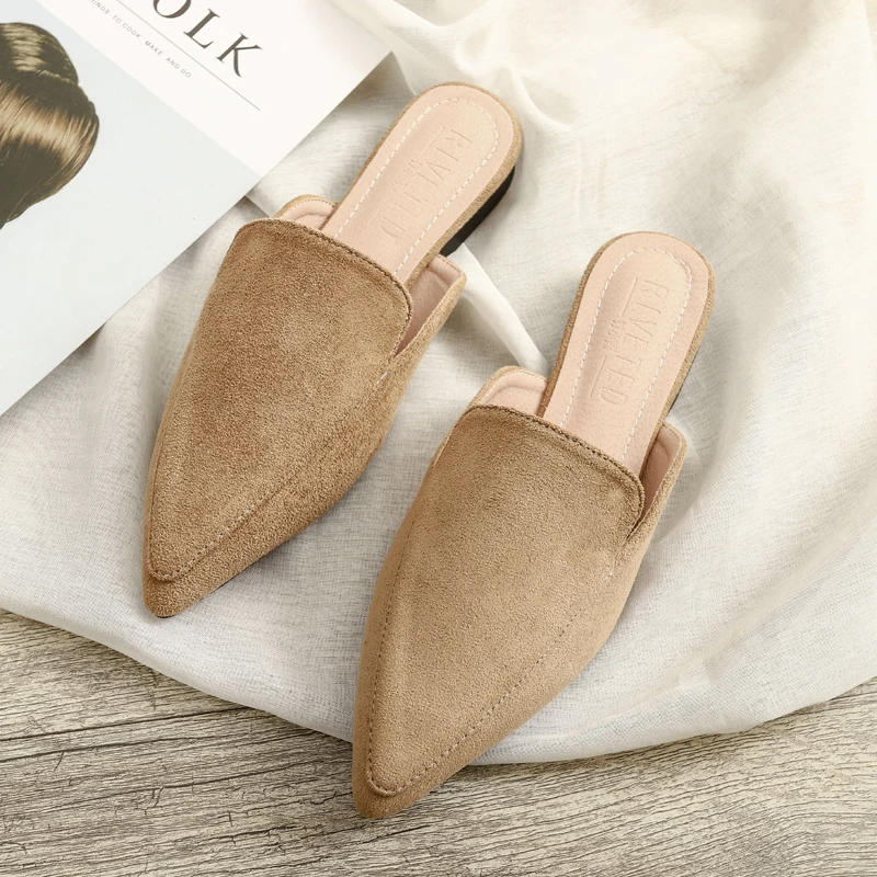 Comemore 2023 Autumn Woman Mules Without Heels Half Slippers Sandalias Loafers Ballet Flats Zapatos Mujer Calzado Women Shoes 33