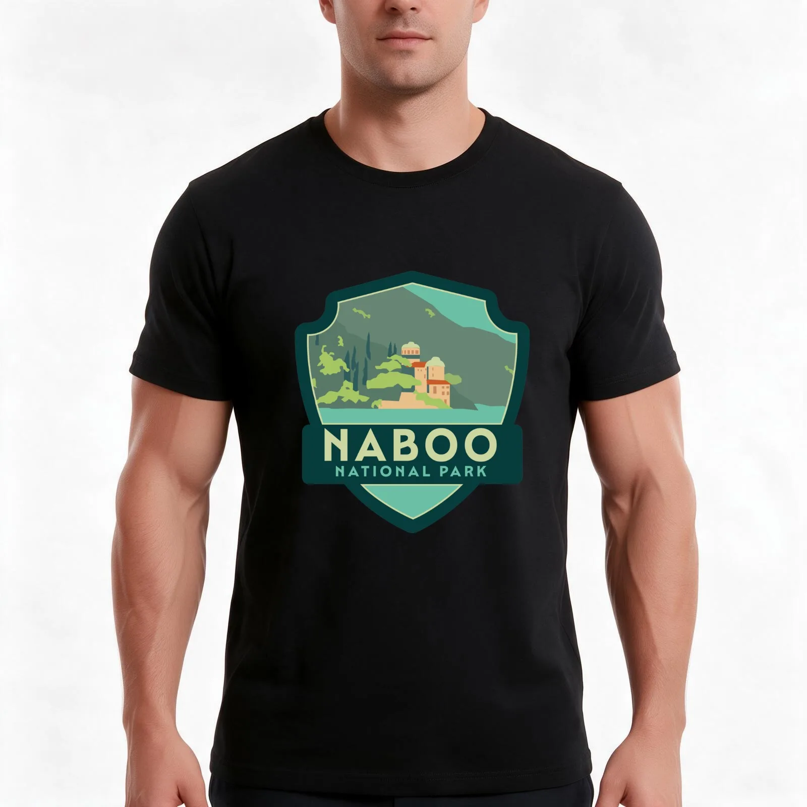 Naboo National Park T-Shirt Summer Casual Cotton Tee Oversized Streetwear Tops Vintage Graphic Print Loose Fit Short Sleeve