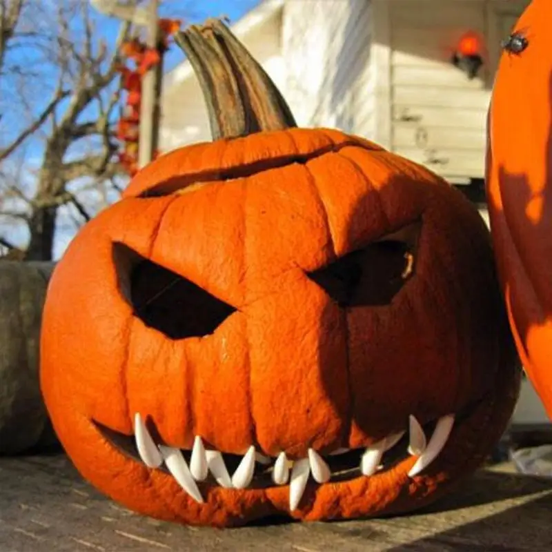 Pumpkin Lantern Fake Teeth 10pcs Halloween Reusable Fake Teeth Decor Realistic Fangs Household Seasonal Decors For Festive - Image 3