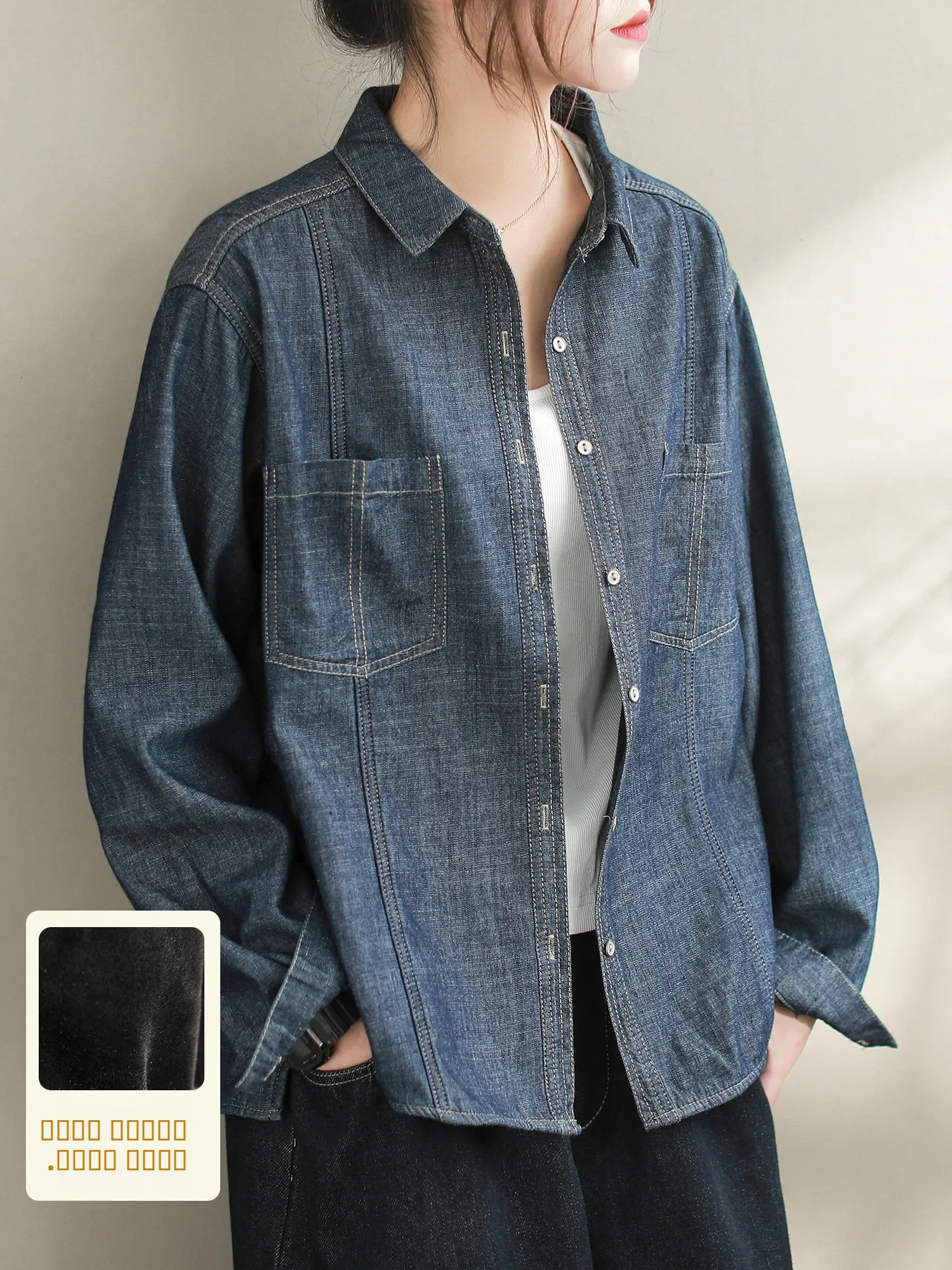 

Casual Loose Women's Denim irt Spring Autumn New Sle Faion Simple Commute Thin Fce Cotton Blend Casual Women's irt