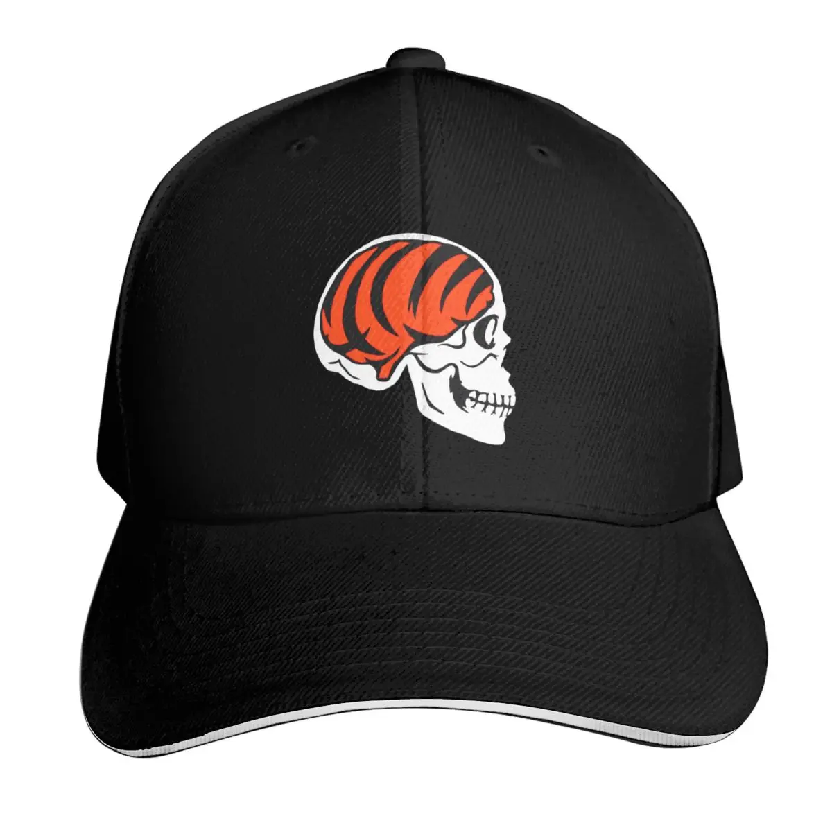 Skull & Brain Baseball Cap Breathable Mesh Back Adjustable Buckle Closure Moisture Wicking Quick Dry