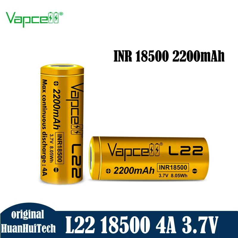 Original Vapcell L22-INR18500 2200Mah 4A Discharge Battery High Capacity Rechargeable 18500 Cell for Flashlights view 2
