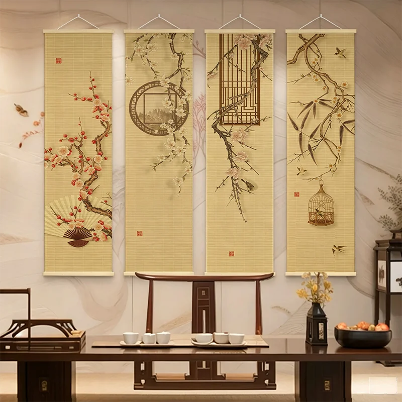 Home Decor Bamboo Scroll Paintings Song Dynasty Style Zen Minimalism Dopamine Detox Meditation Nook Yoga Room Gallery wall decor
